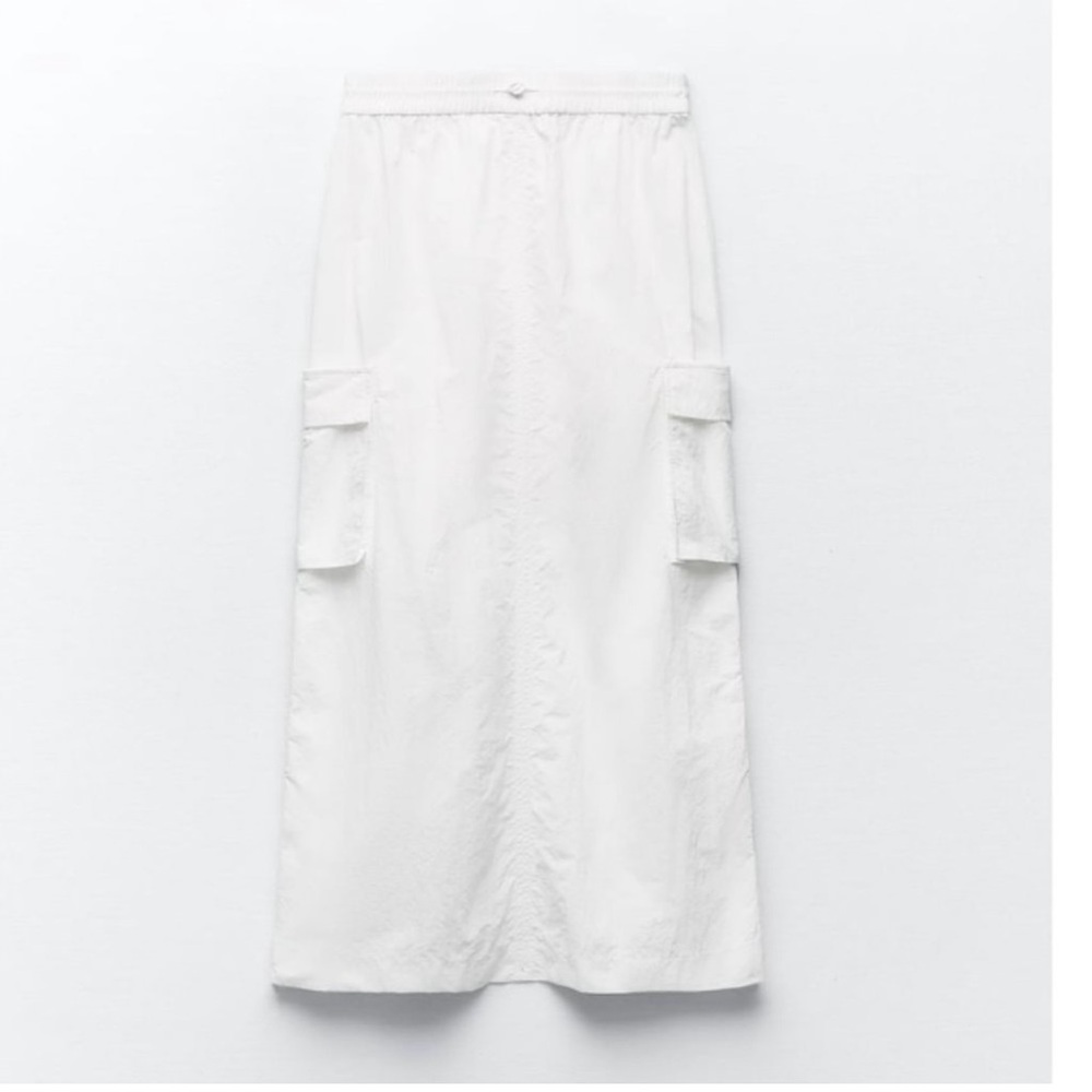 ZARA nylon cargo midi skirt size S